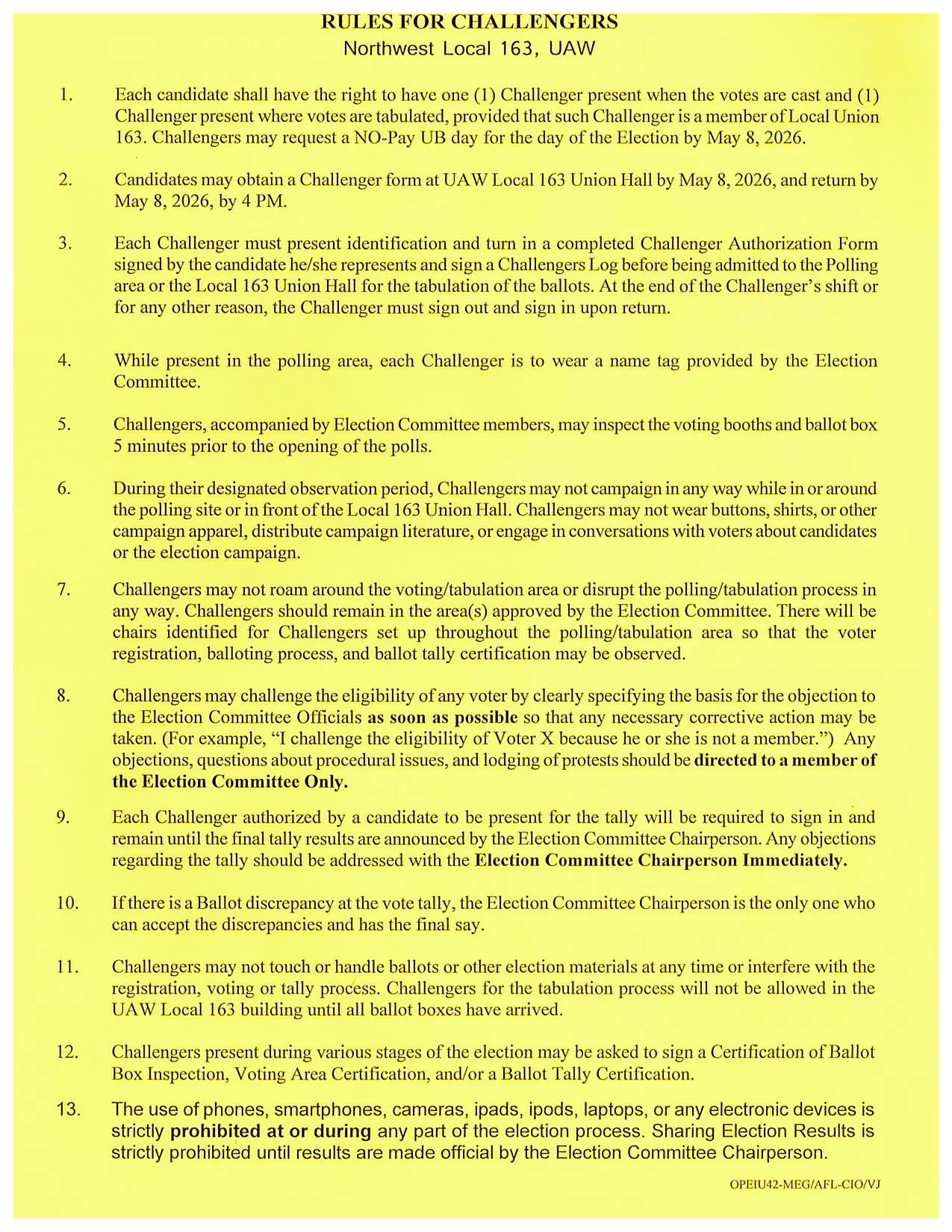 Rules for Challengers